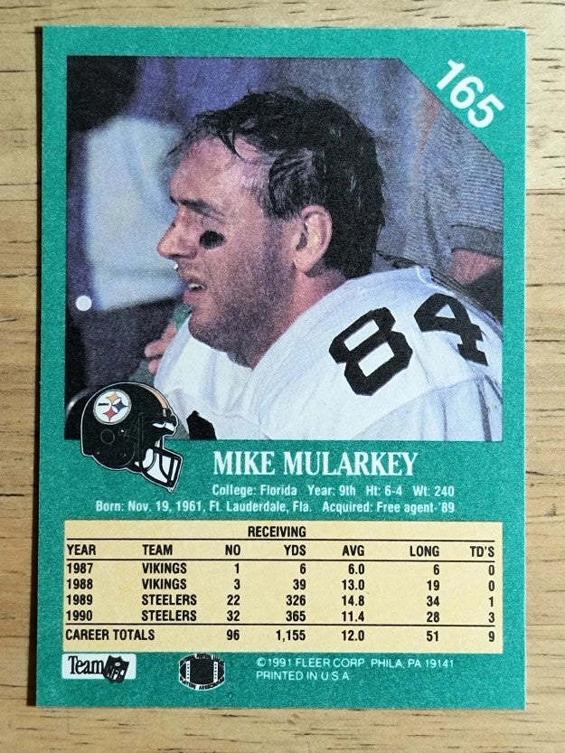 1991 Fleer #165 Mike Mularkey