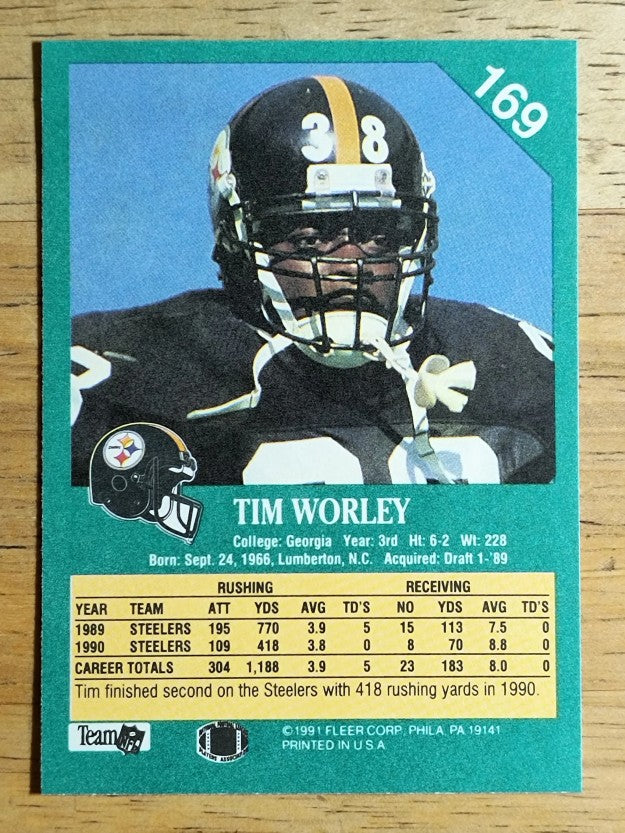 1991 Fleer #169 Tim Worley