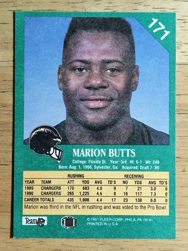 1991 Fleer #171 Marion Butts