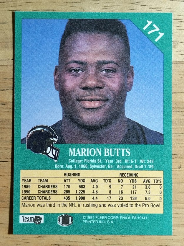 1991 Fleer #171 Marion Butts