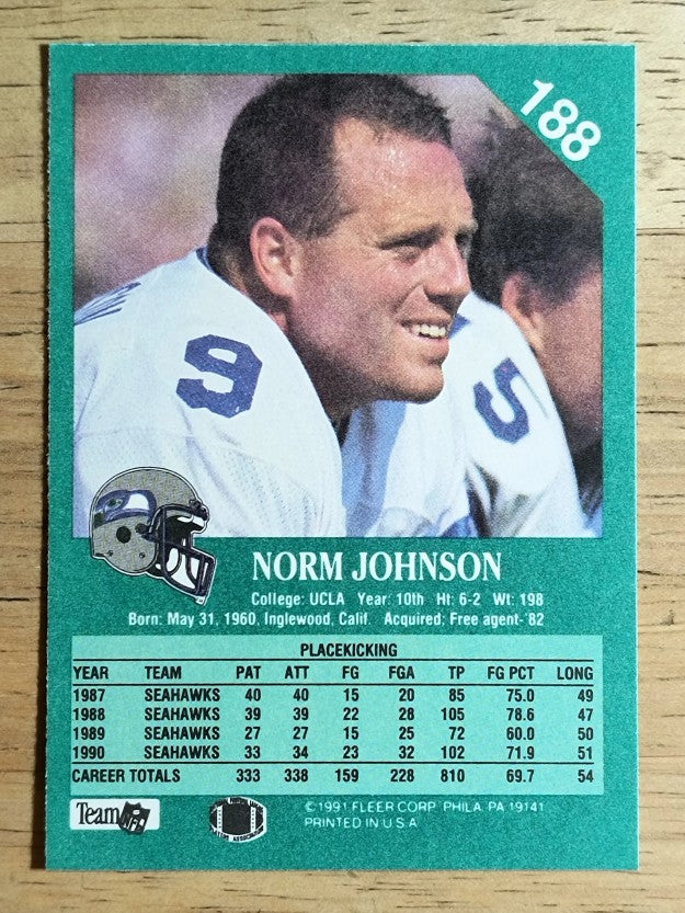1991 Fleer #188 Norm Johnson