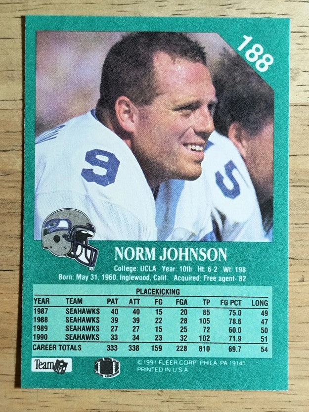 1991 Fleer #188 Norm Johnson