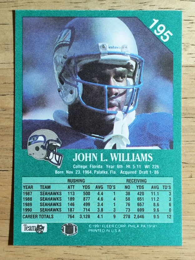 1991 Fleer #195 John L. Williams