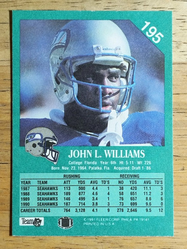 1991 Fleer #195 John L. Williams