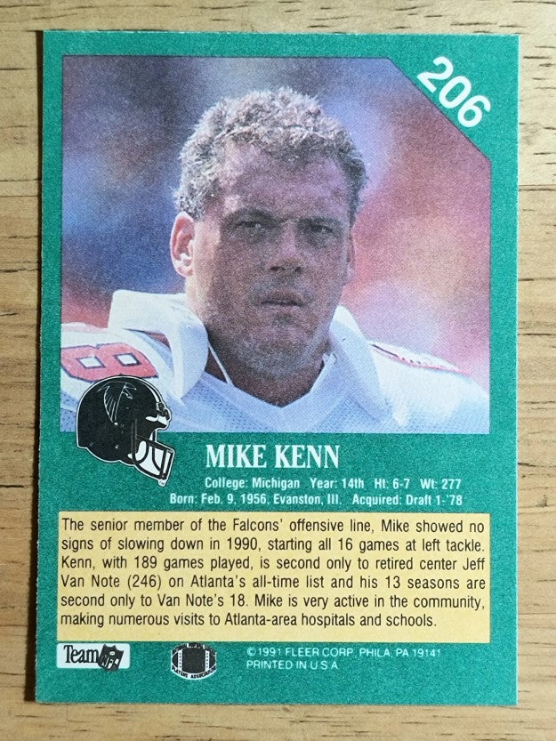 1991 Fleer #206 Mike Kenn