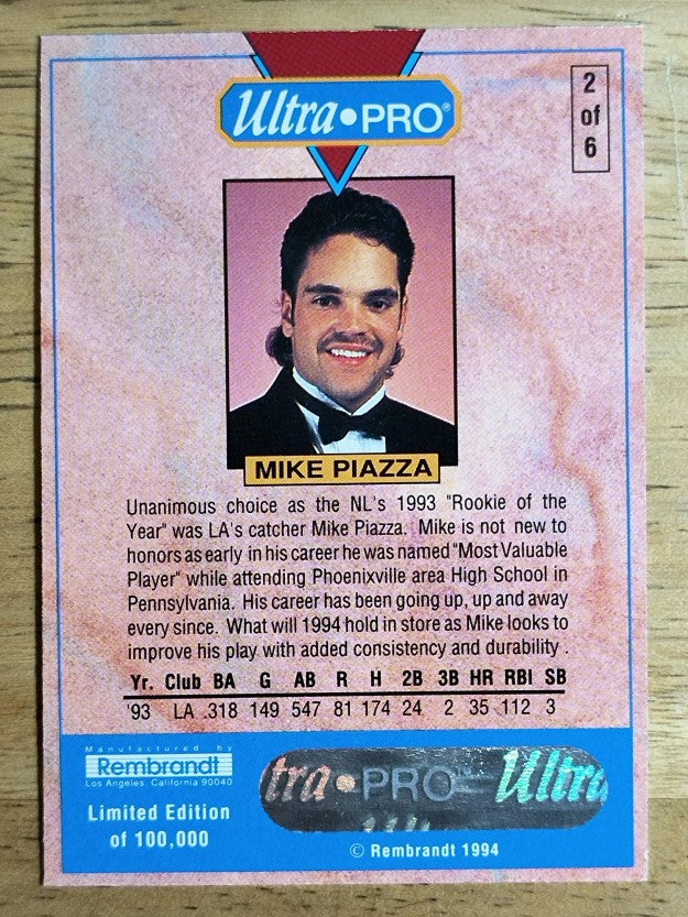 1994 Rembrandt Ultra-Pro Piazza #2 Mike Piazza