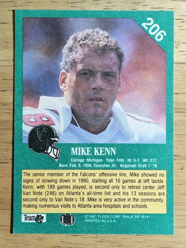 1991 Fleer #206 Mike Kenn