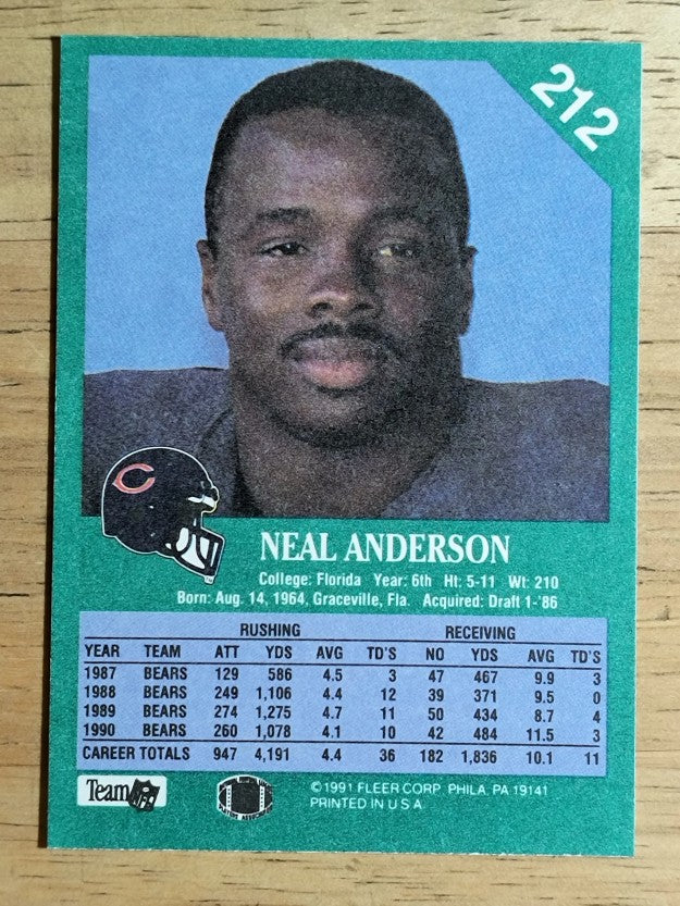 1991 Fleer #212 Neal Anderson