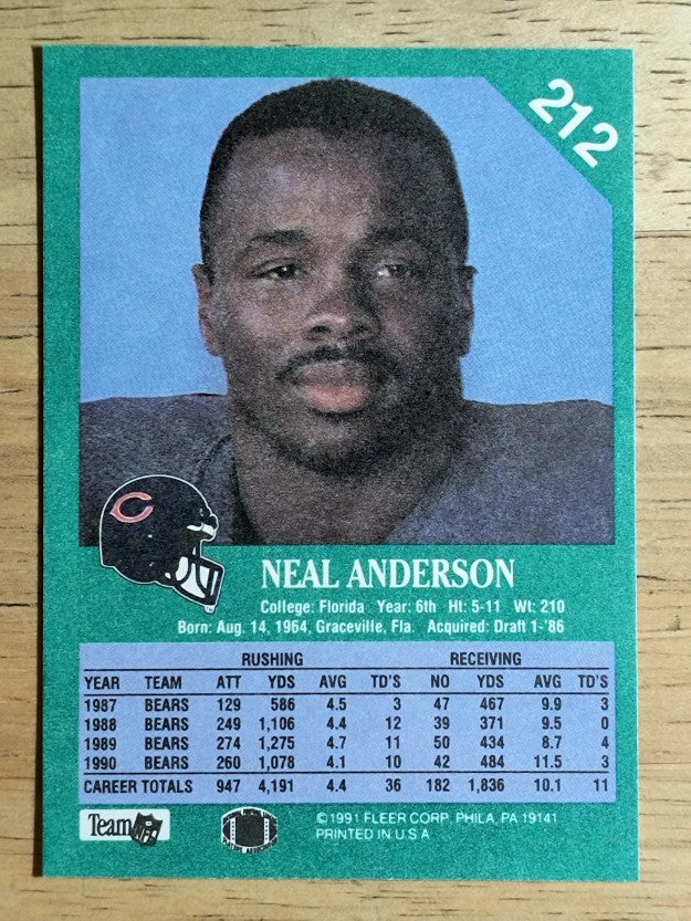 1991 Fleer #212 Neal Anderson