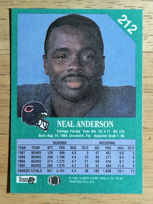 1991 Fleer #212 Neal Anderson