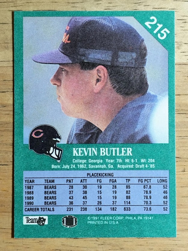 1991 Fleer #215 Kevin Butler