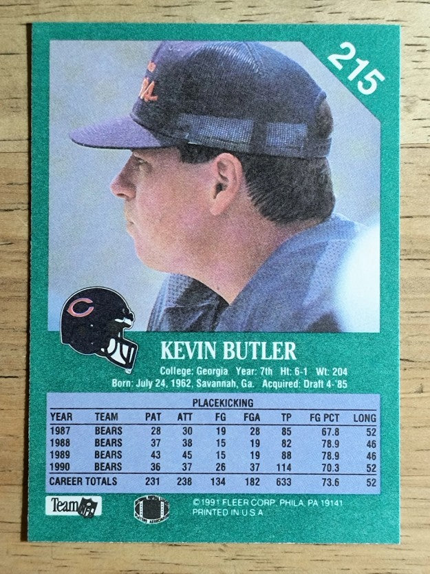 1991 Fleer #215 Kevin Butler