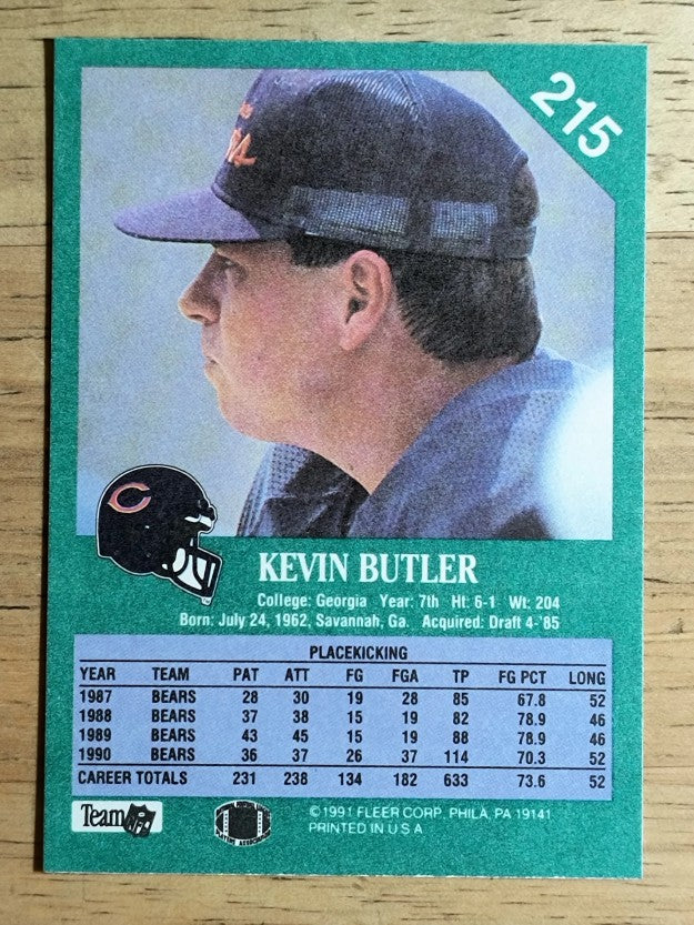 1991 Fleer #215 Kevin Butler