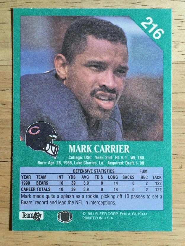 1991 Fleer #216 Mark Carrier DB