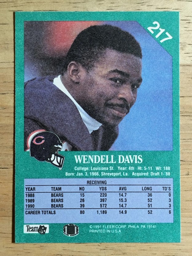 1991 Fleer #217 Wendell Davis FFC