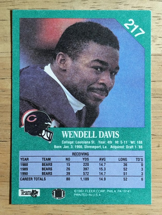 1991 Fleer #217 Wendell Davis FFC