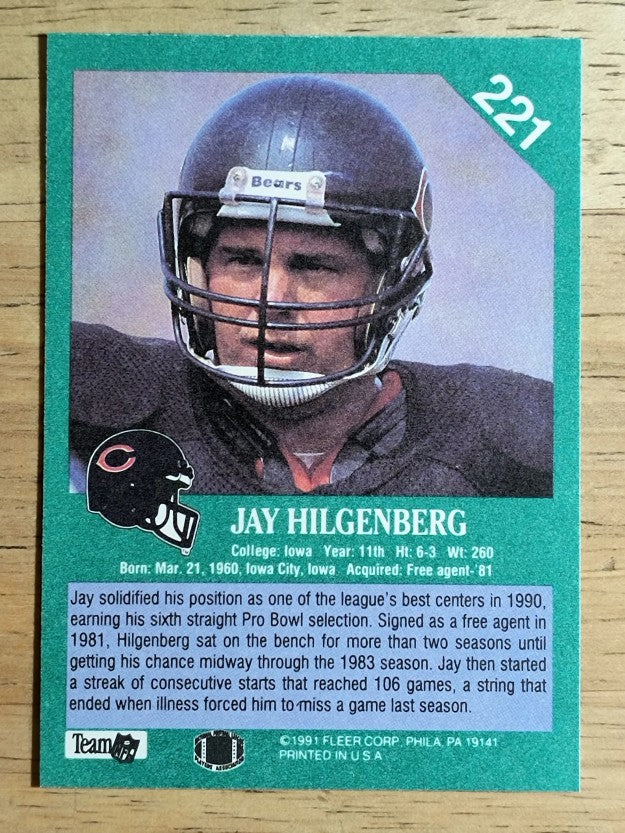 1991 Fleer #221 Jay Hilgenberg