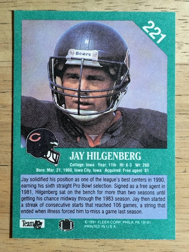 1991 Fleer #221 Jay Hilgenberg