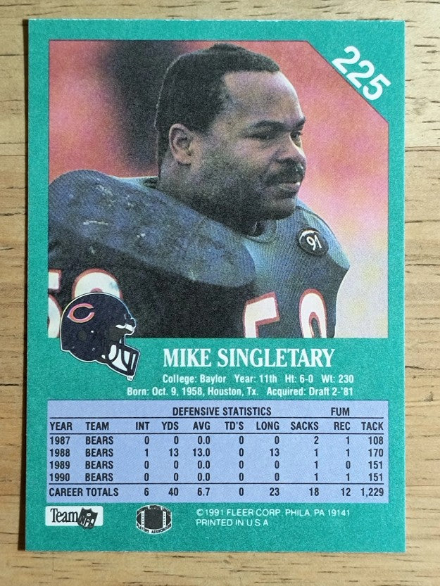 1991 Fleer #225 Mike Singletary