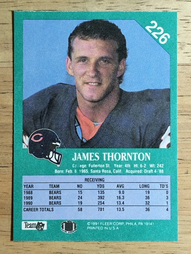 1991 Fleer #226 James Thornton
