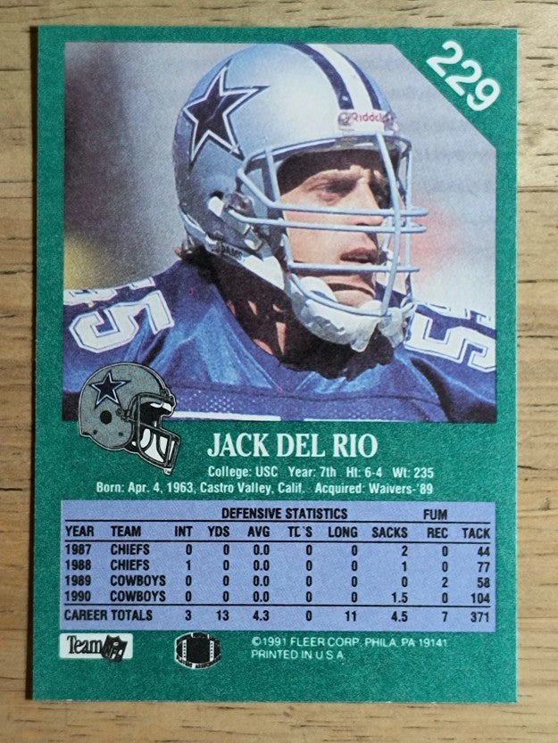1991 Fleer #229 Jack Del Rio