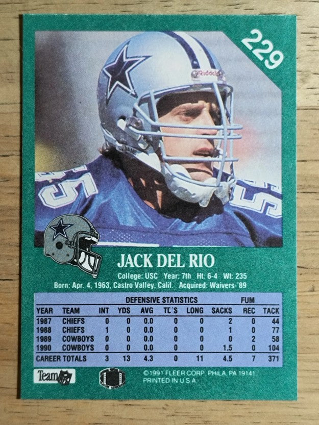 1991 Fleer #229 Jack Del Rio