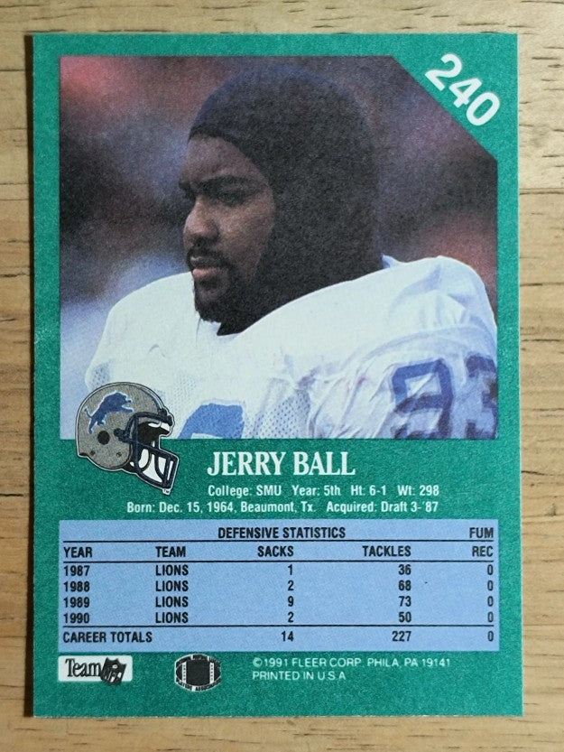 1991 Fleer #240 Jerry Ball