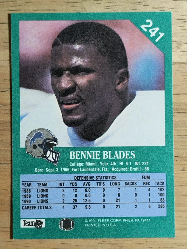1991 Fleer #241 Bennie Blades