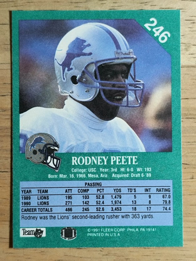 1991 Fleer #246 Rodney Peete