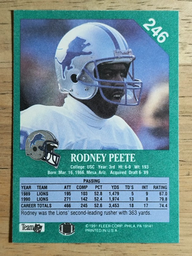1991 Fleer #246 Rodney Peete