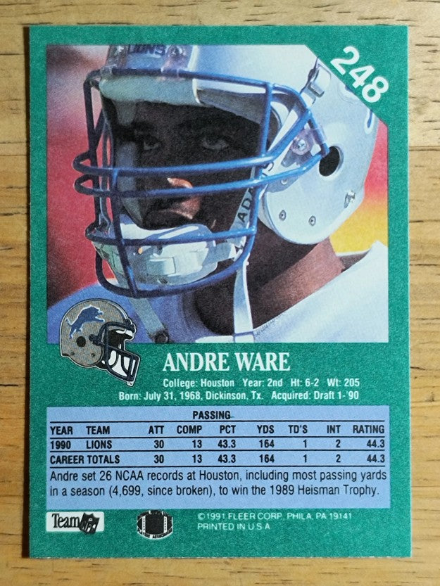 1991 Fleer #248 Andre Ware