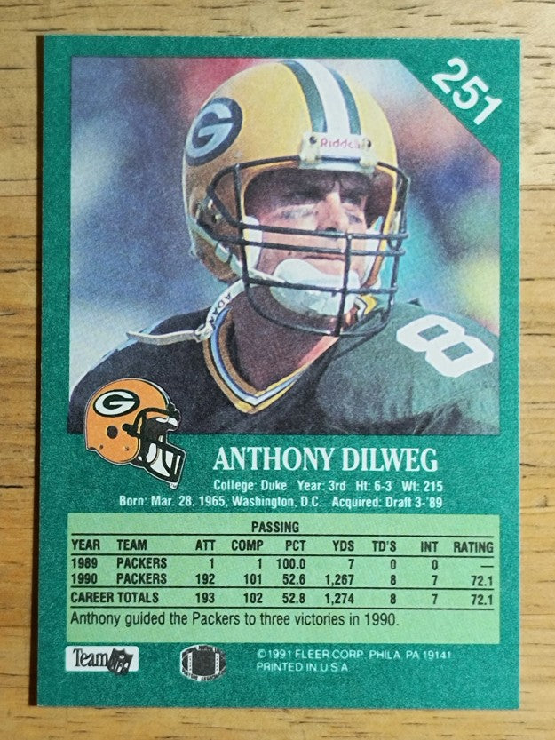 1991 Fleer #251 Anthony Dilweg