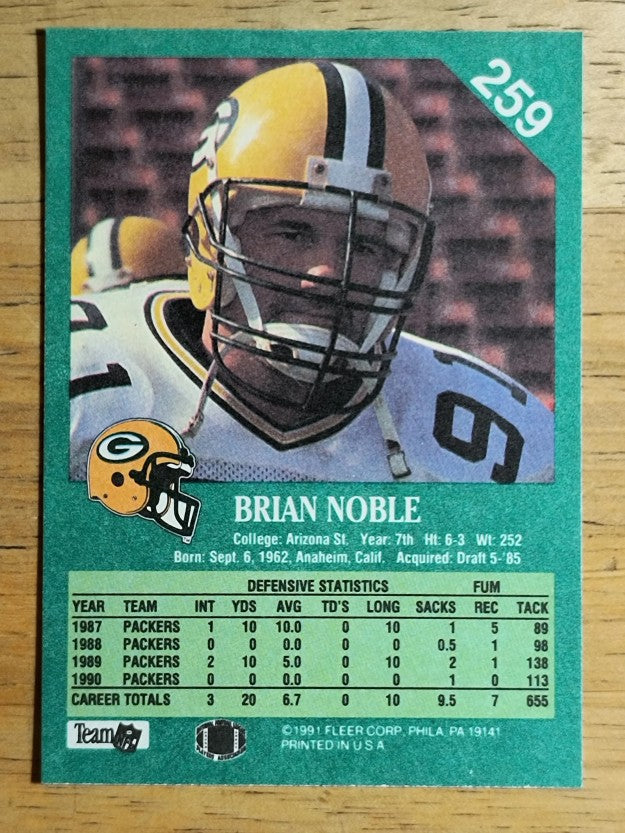 1991 Fleer #259 Brian Noble