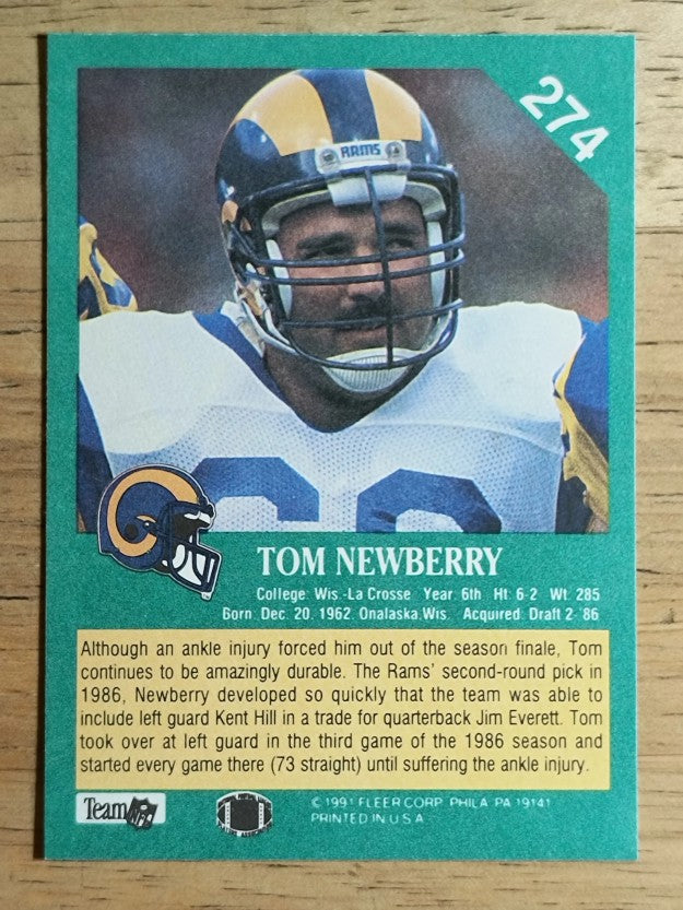 1991 Fleer #274 Tom Newberry