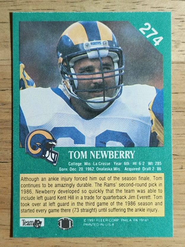 1991 Fleer #274 Tom Newberry