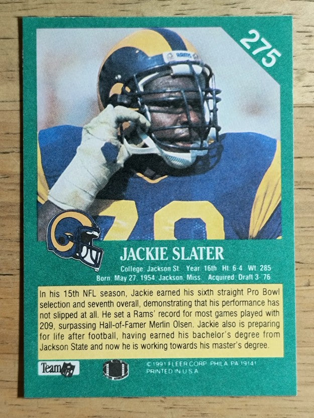 1991 Fleer #275 Jackie Slater