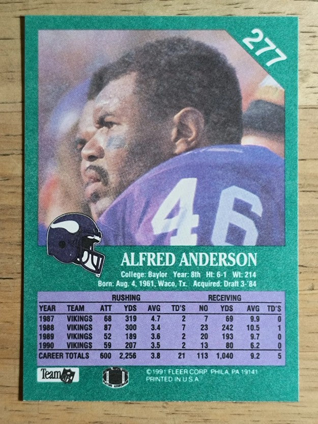 1991 Fleer #277 Alfred Anderson