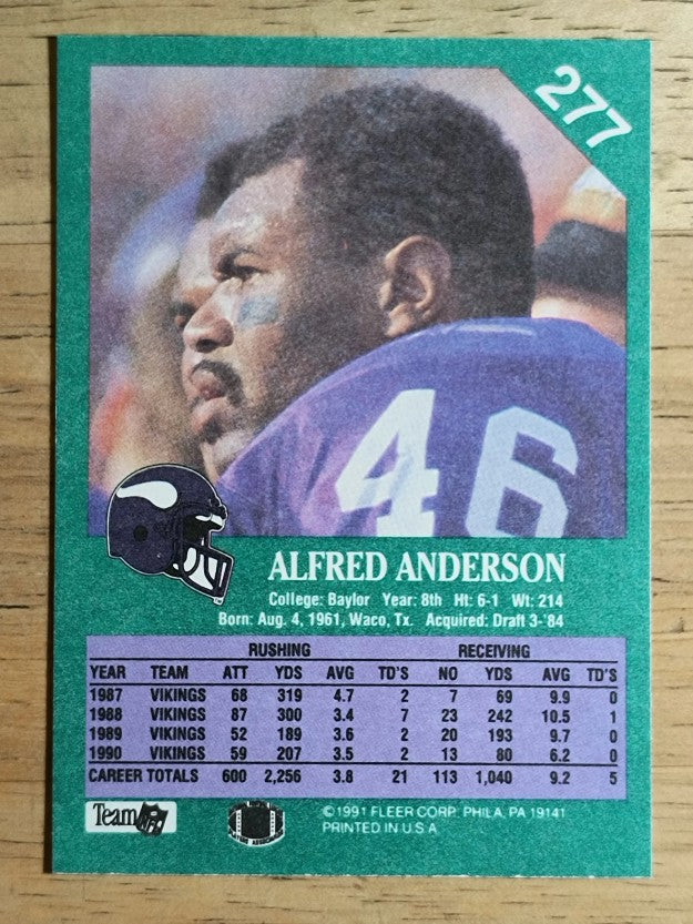 1991 Fleer #277 Alfred Anderson