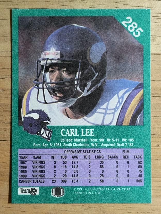 1991 Fleer #285 Carl Lee