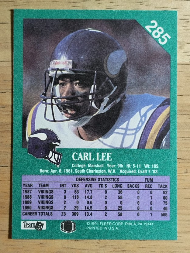 1991 Fleer #285 Carl Lee
