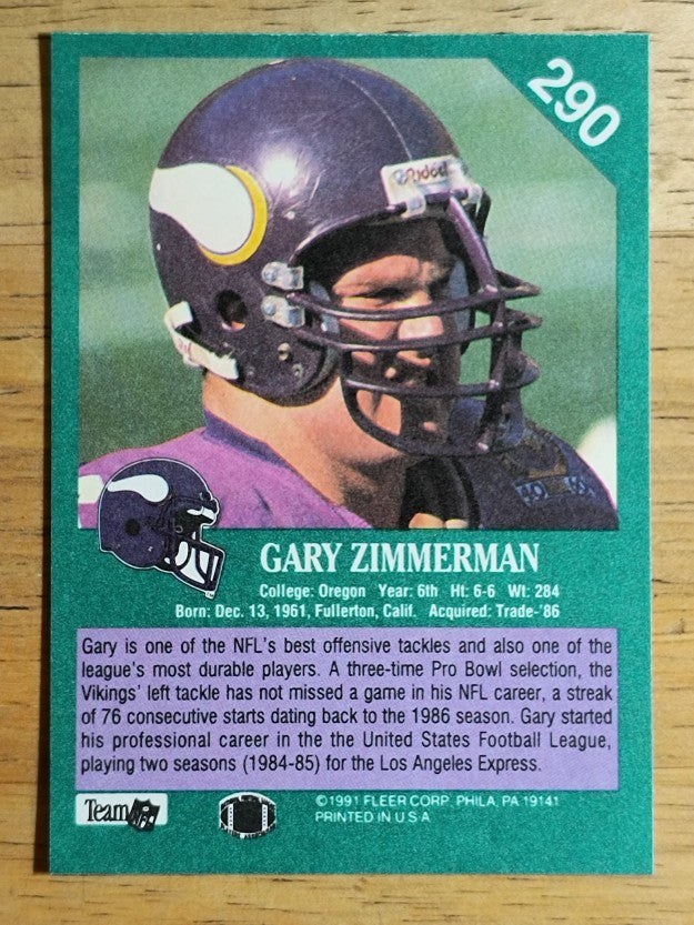 1991 Fleer #290 Gary Zimmerman