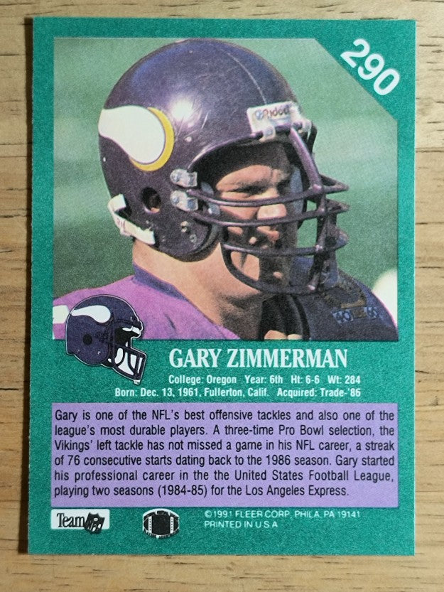 1991 Fleer #290 Gary Zimmerman