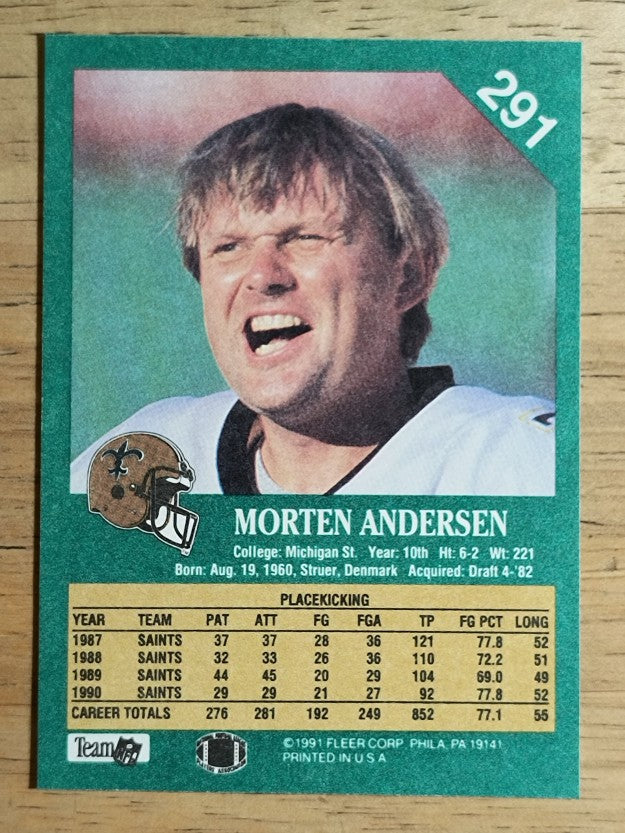 1991 Fleer #291 Morten Andersen