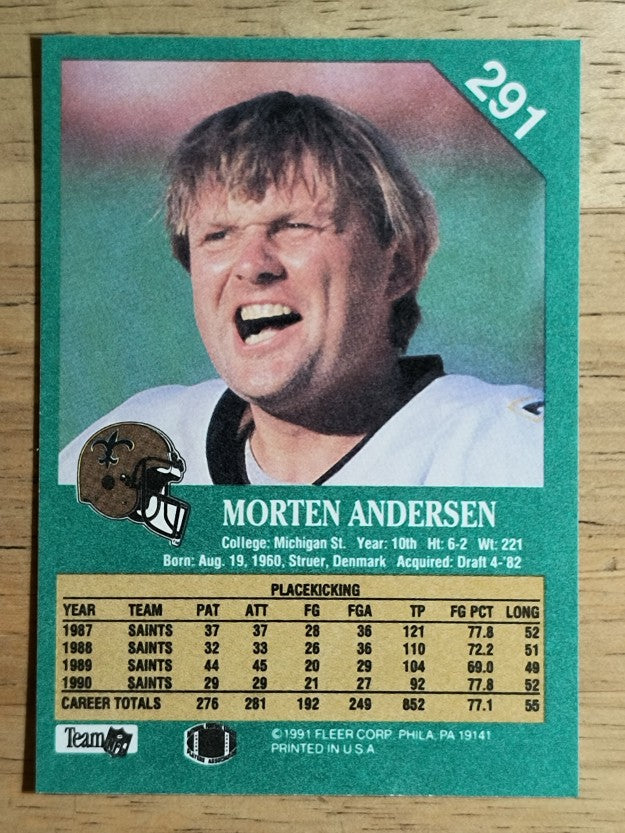 1991 Fleer #291 Morten Andersen