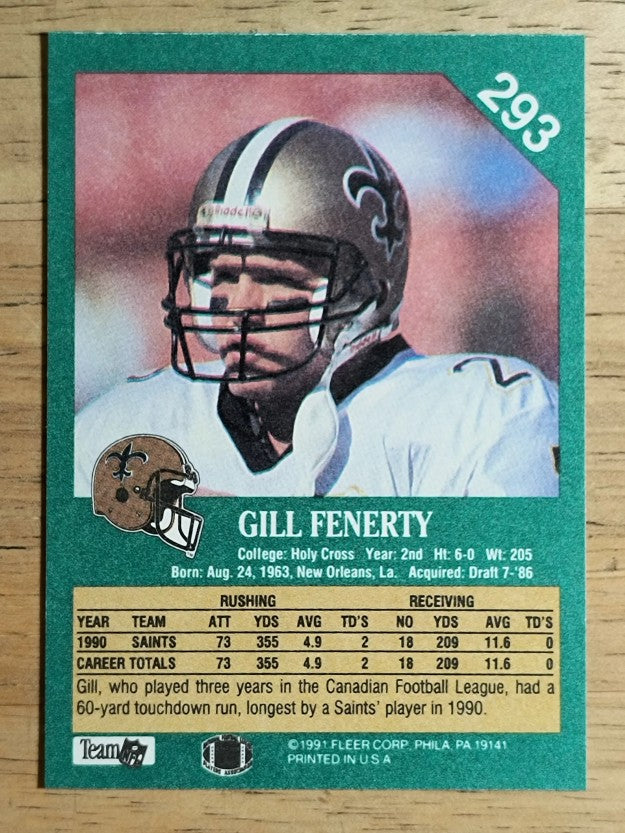 1991 Fleer #293 Gill Fenerty