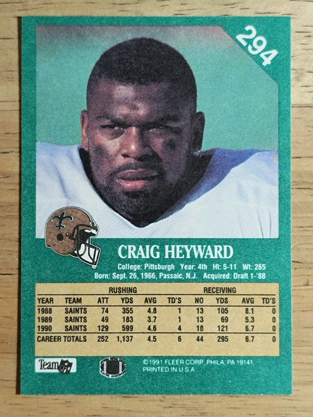 1991 Fleer #294 Craig Heyward