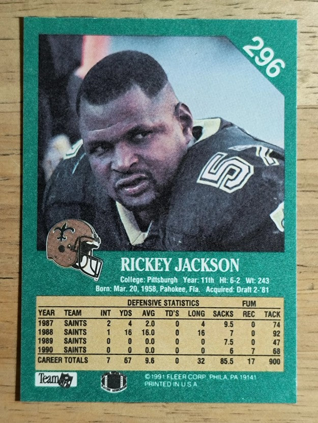 1991 Fleer #296 Rickey Jackson