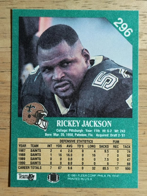 1991 Fleer #296 Rickey Jackson