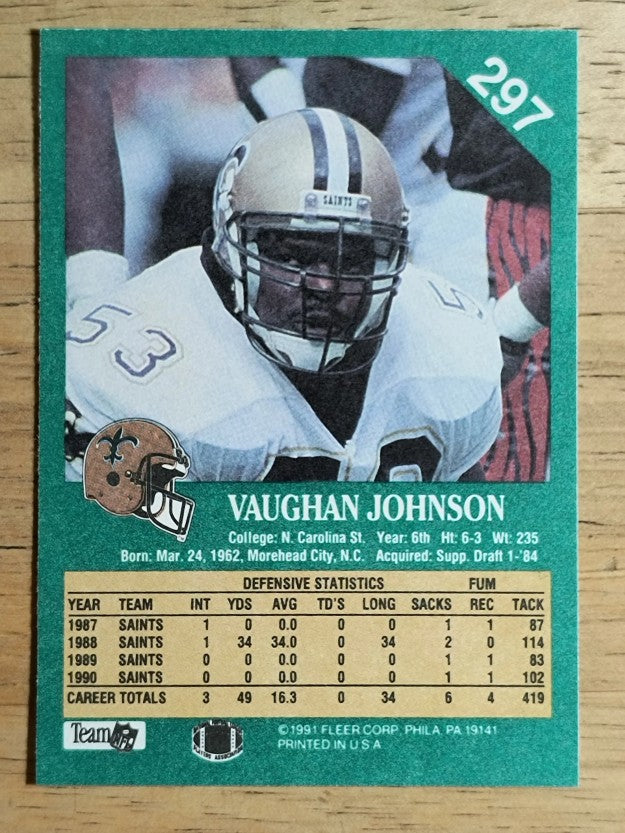 1991 Fleer #297 Vaughan Johnson