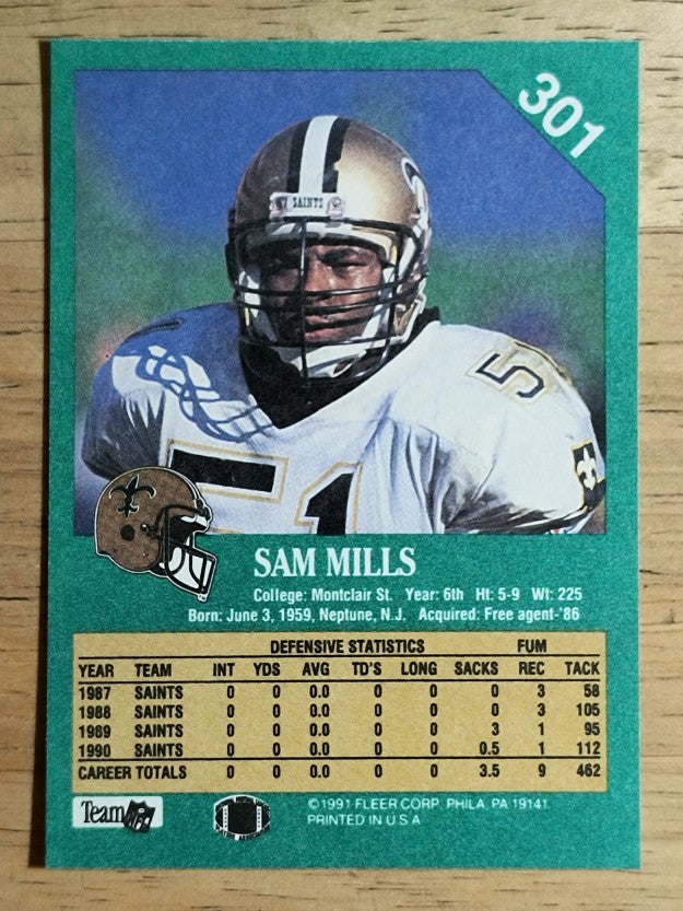 1991 Fleer #301 Sam Mills
